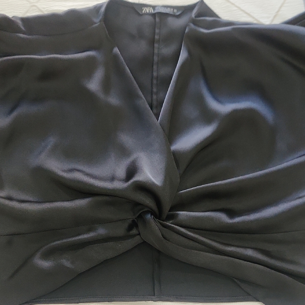 Zara Black Satin Blouse - Picture 9 of 9